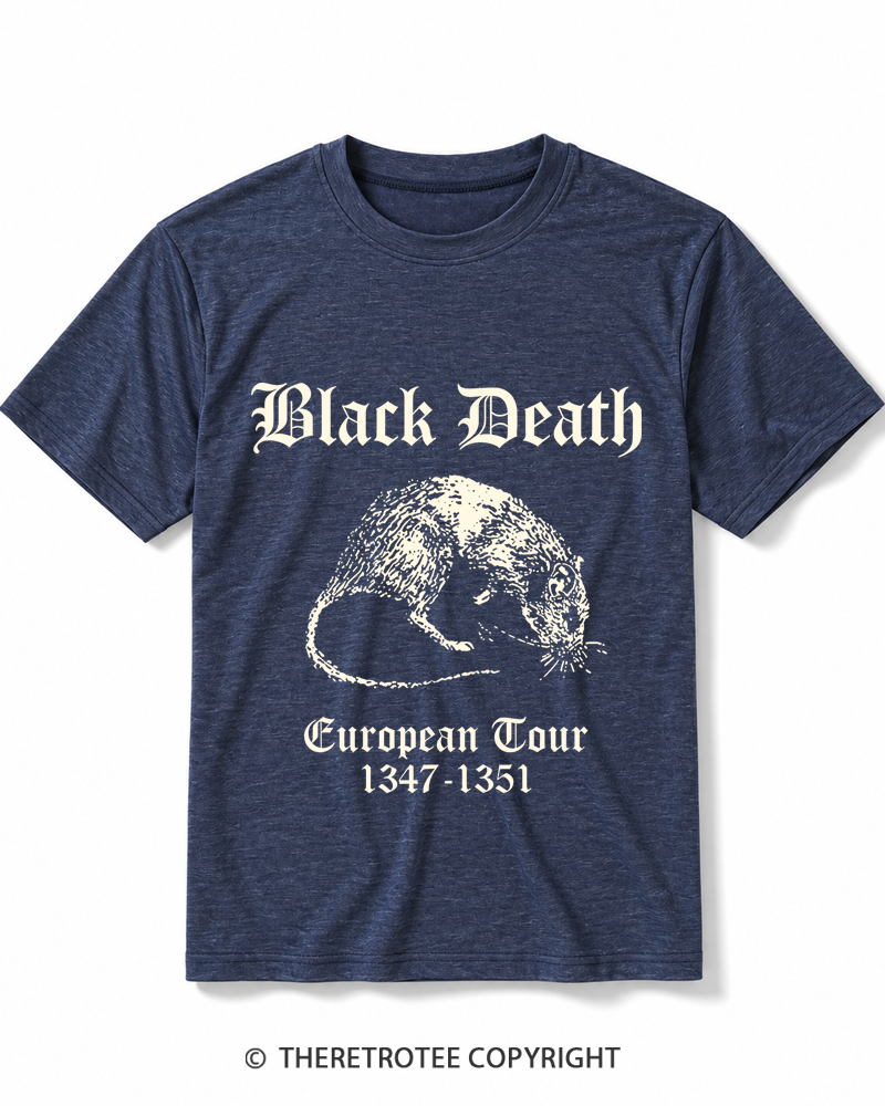 TheRetroTee Black Death European Tour Gothic Horror Heather T-Shirt