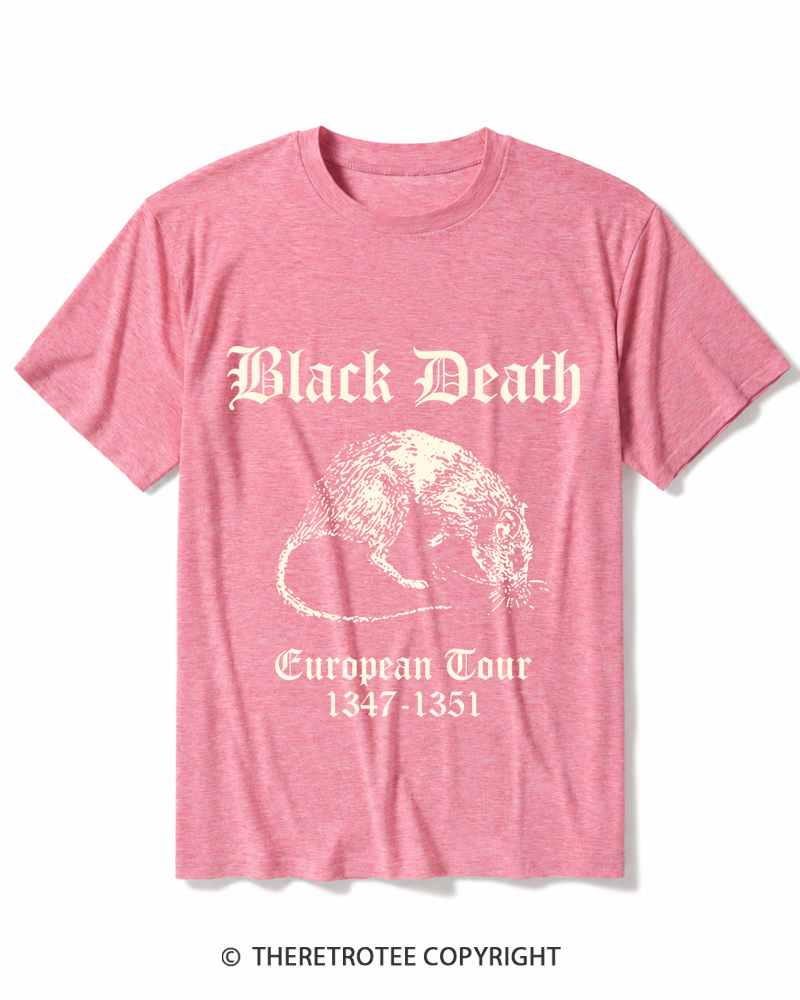 TheRetroTee Black Death European Tour Gothic Horror Heather T-Shirt