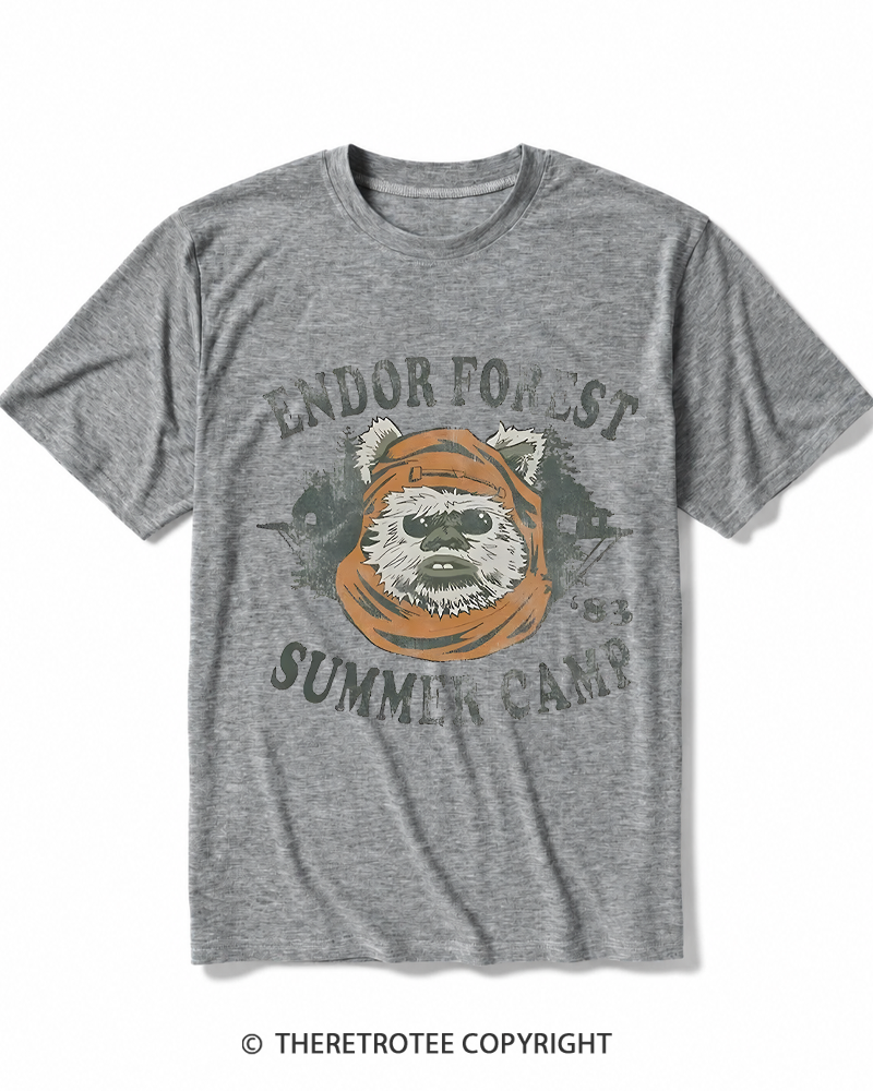 TheRetroTee Endor Forest Summer Camp 1980s Heather T-Shirt