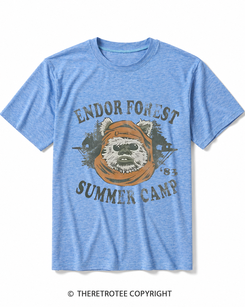 TheRetroTee Endor Forest Summer Camp 1980s Heather T-Shirt