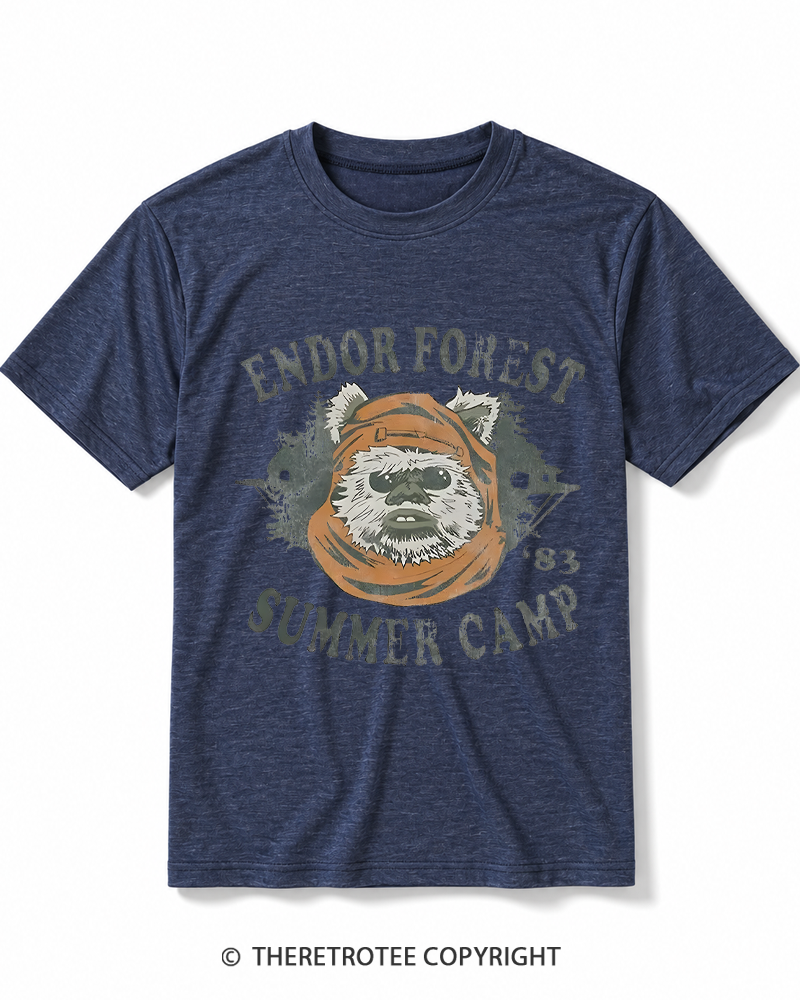 TheRetroTee Endor Forest Summer Camp 1980s Heather T-Shirt
