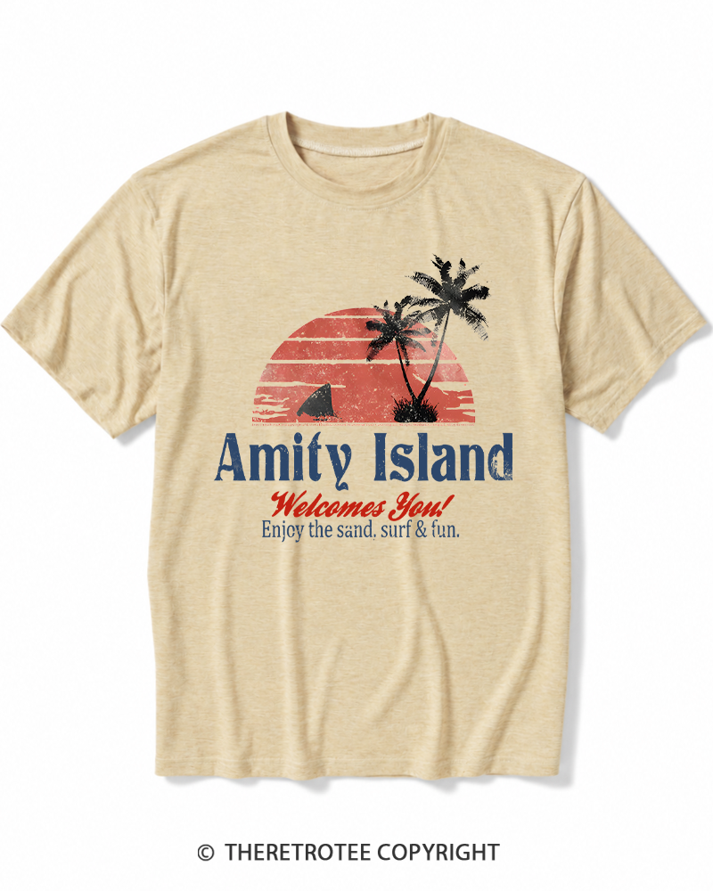 TheRetroTee Enjoy The Sand 1970s Heather T-Shirt