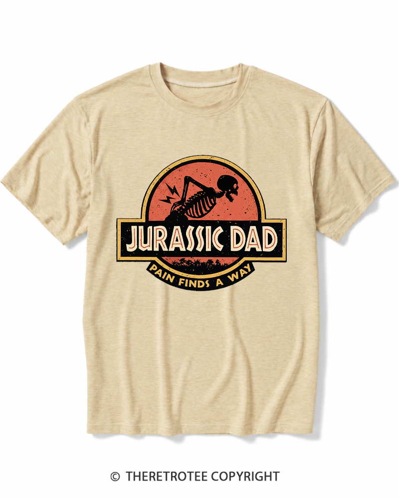 TheRetroTee Jurassic DAD Pain Finds A Way 1990s Heather T-Shirt
