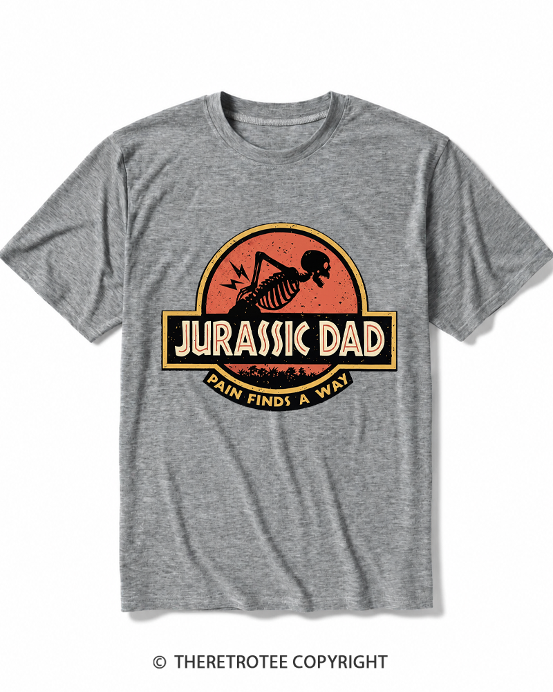 TheRetroTee Jurassic DAD Pain Finds A Way 1990s Heather T-Shirt