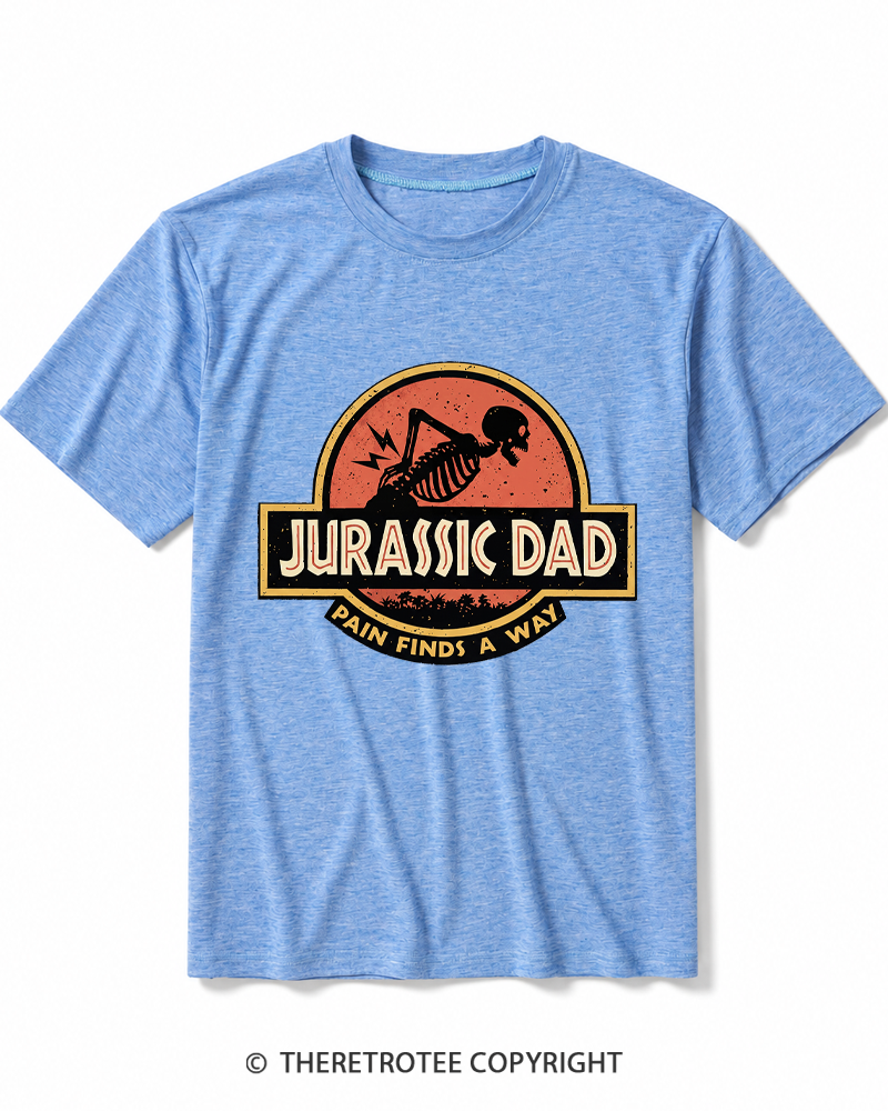 TheRetroTee Jurassic DAD Pain Finds A Way 1990s Heather T-Shirt