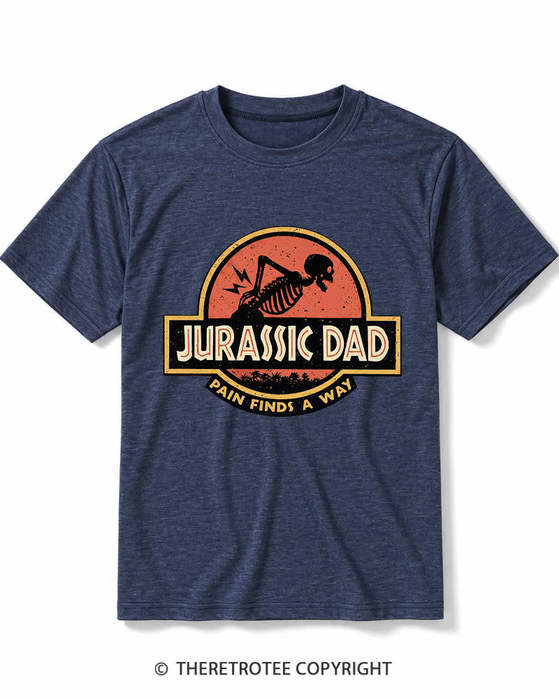 TheRetroTee Jurassic DAD Pain Finds A Way 1990s Heather T-Shirt