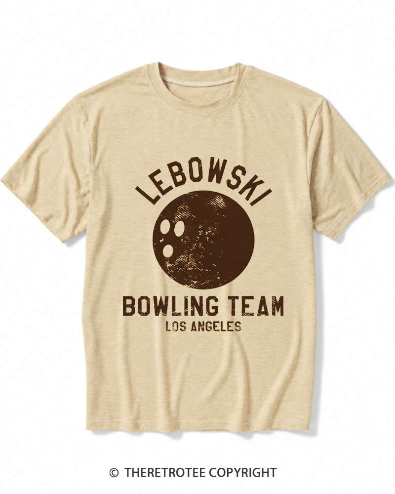 TheRetroTee Lebowski Bowling Team Los Angeles 1980s Heather T-Shirt