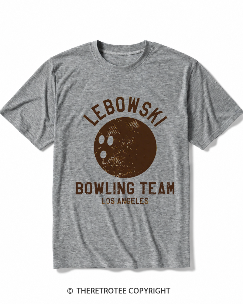 TheRetroTee Lebowski Bowling Team Los Angeles 1980s Heather T-Shirt