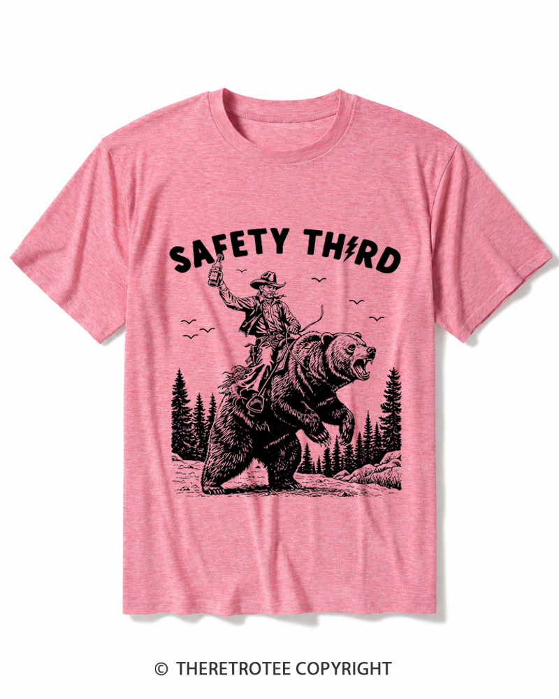 TheRetroTee Safety Third Grizzly Bear Heather T-Shirt