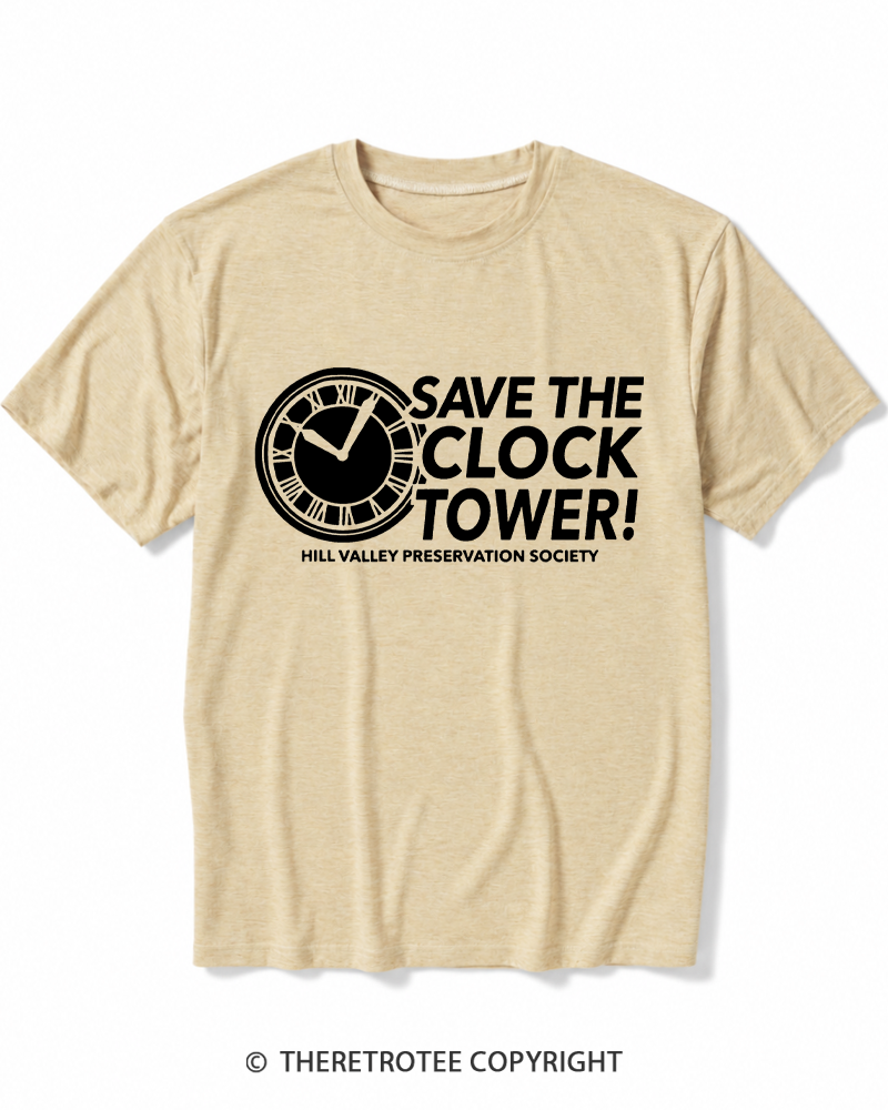 TheRetroTee Save The Clock Tower 1980s Heather T-Shirt