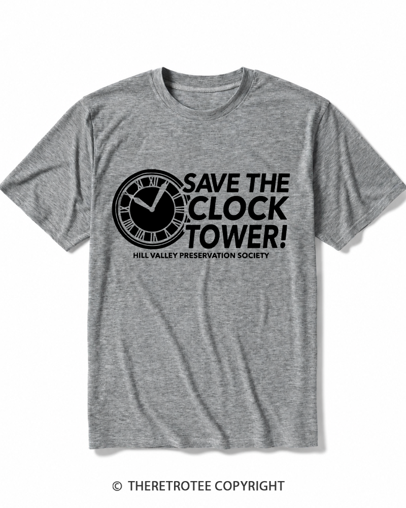 TheRetroTee Save The Clock Tower 1980s Heather T-Shirt