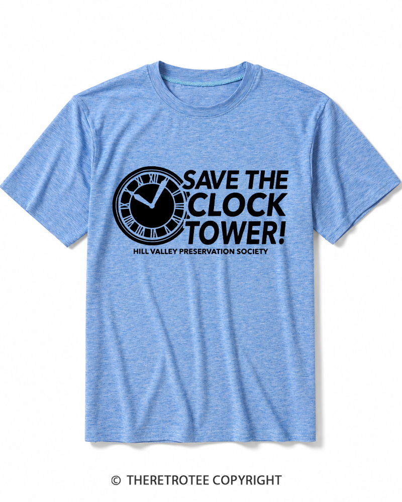 TheRetroTee Save The Clock Tower 1980s Heather T-Shirt