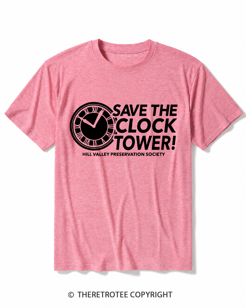TheRetroTee Save The Clock Tower 1980s Heather T-Shirt