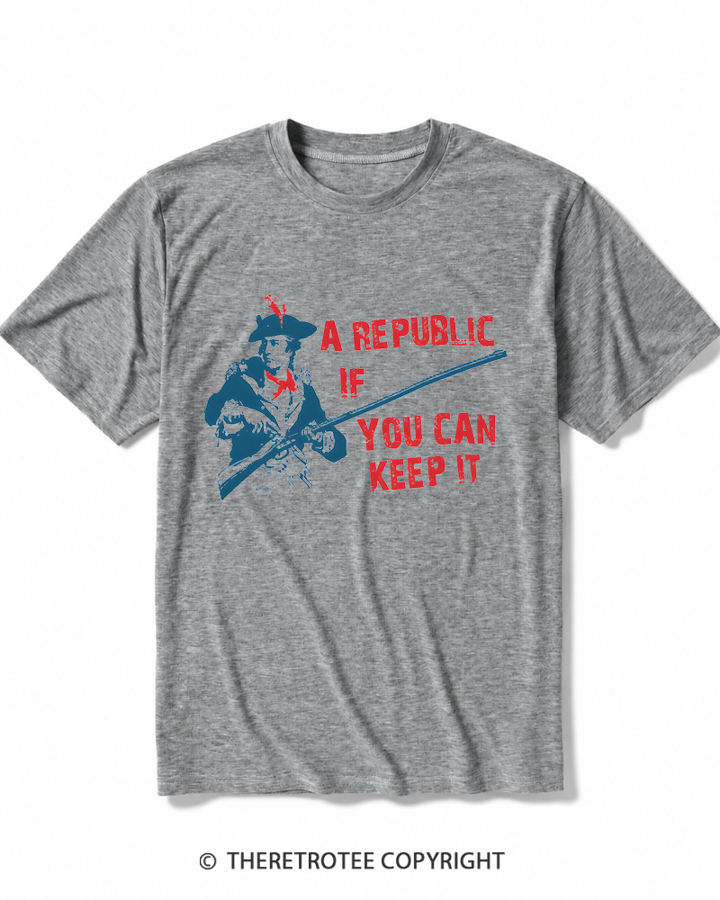 TheRetroTee A Republic If You Can Keep It 1787 Heather T-Shirt