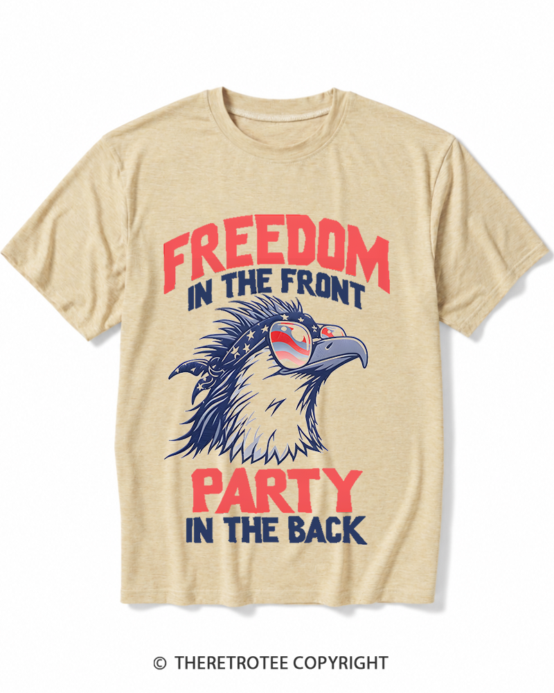 TheRetroTee Freedom In The Front, Party In The Back 1980s Heather T-Shirt