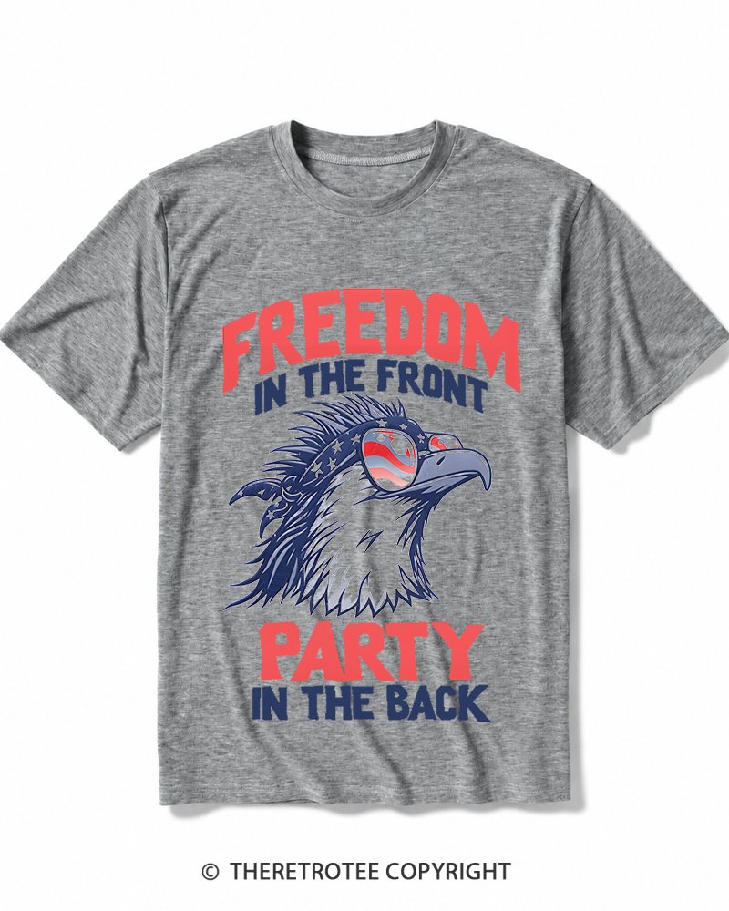 TheRetroTee Freedom In The Front, Party In The Back 1980s Heather T-Shirt