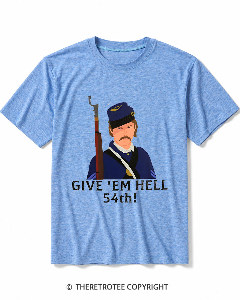 TheRetroTee Glory Civil War movie Give em hell 54th Heather T-Shirt