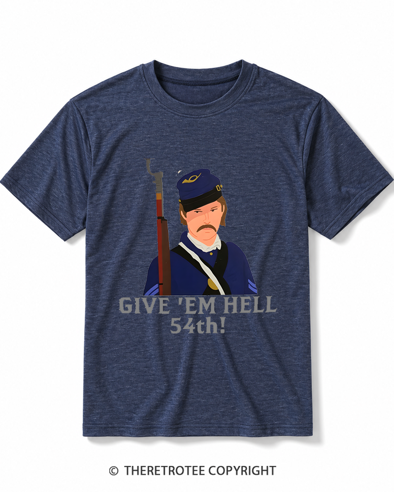 TheRetroTee Glory Civil War movie Give em hell 54th Heather T-Shirt