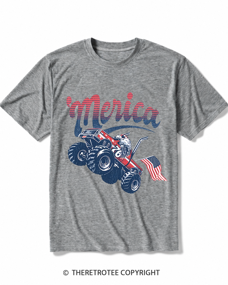 TheRetroTee Merica Monster Truck Heather T-Shirt