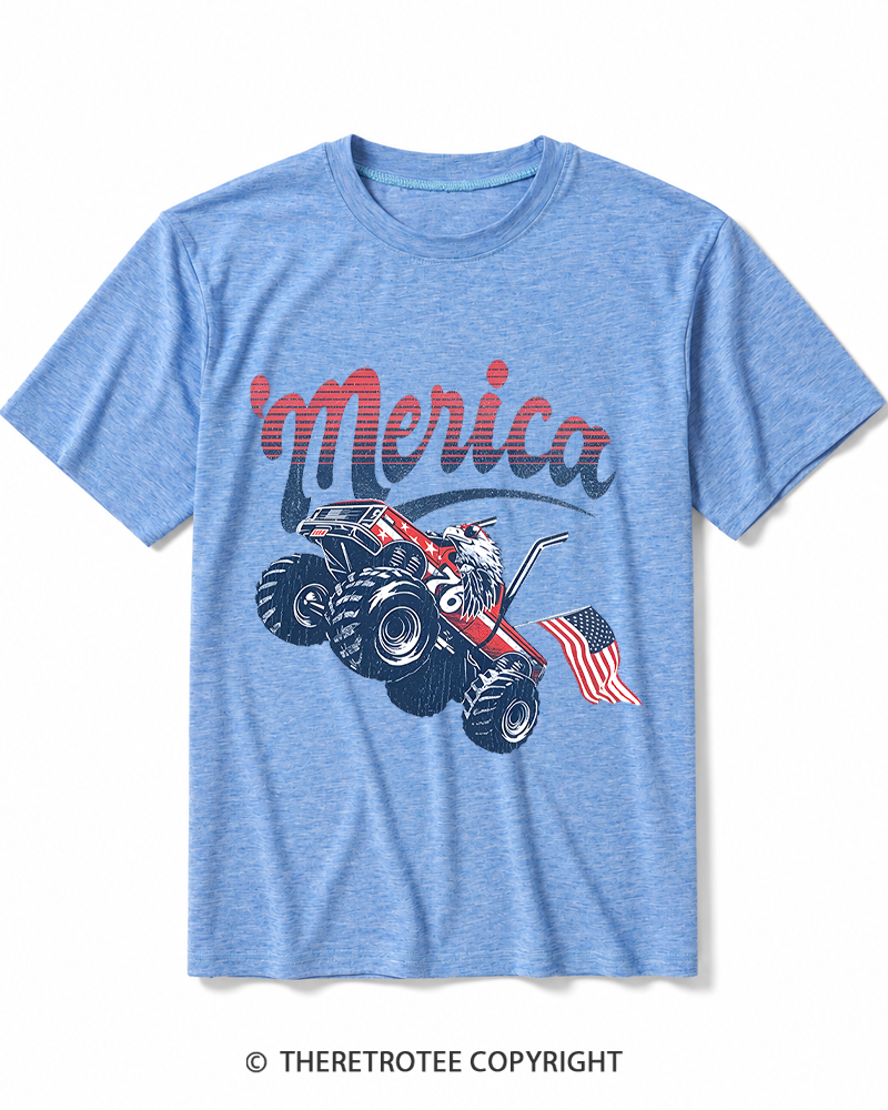 TheRetroTee Merica Monster Truck Heather T-Shirt