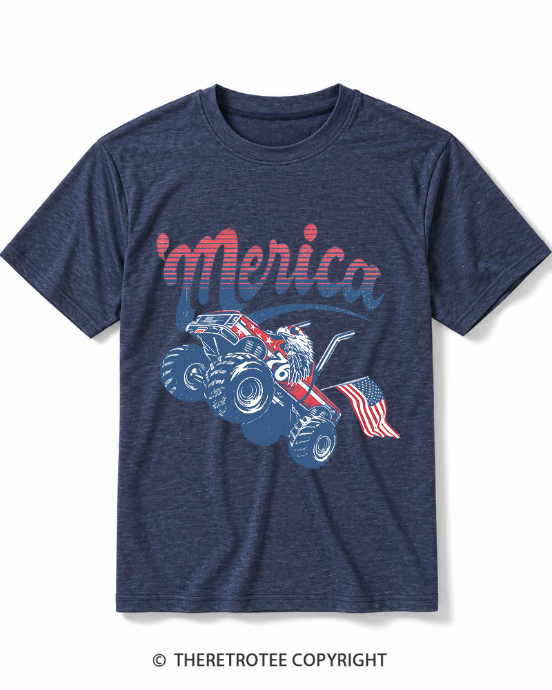 TheRetroTee Merica Monster Truck Heather T-Shirt