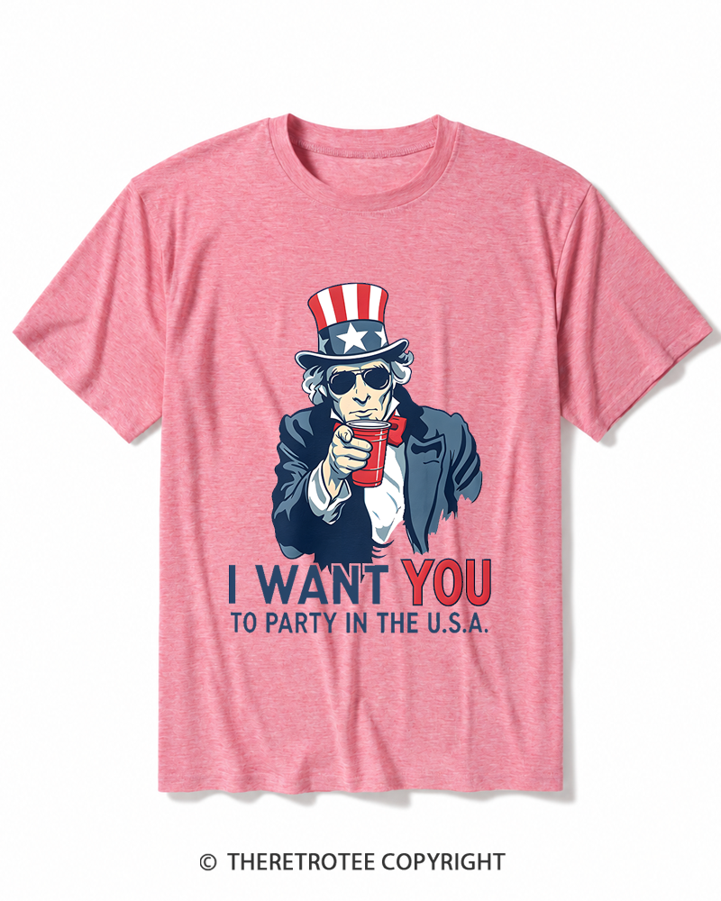 TheRetroTee Party in the U.S.A Heather T-Shirt