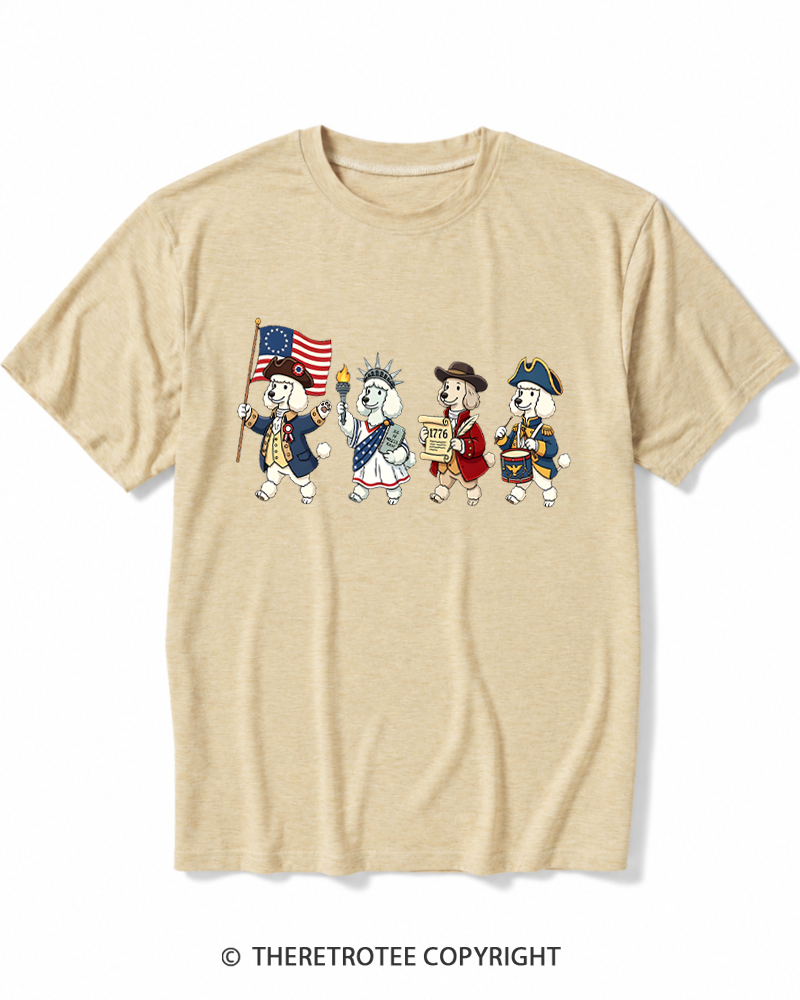 TheRetroTee 4th of July American History Dogs Heather T-Shirt