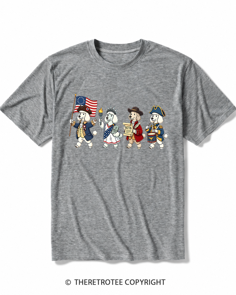 TheRetroTee 4th of July American History Dogs Heather T-Shirt