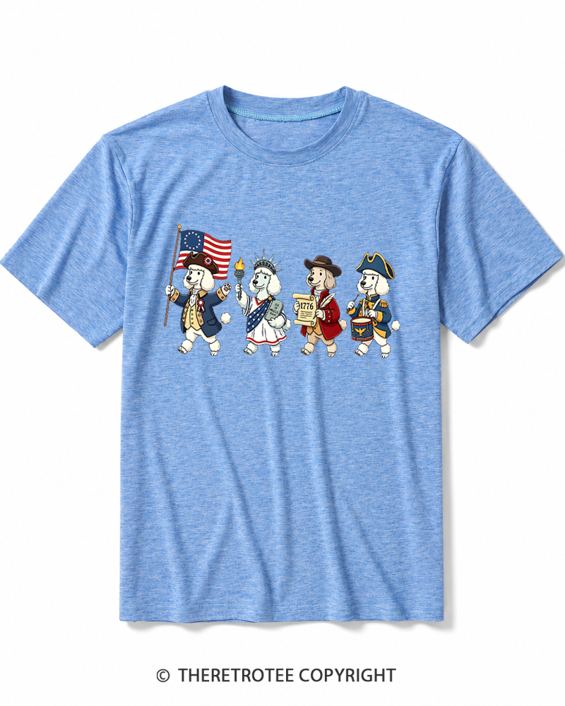 TheRetroTee 4th of July American History Dogs Heather T-Shirt
