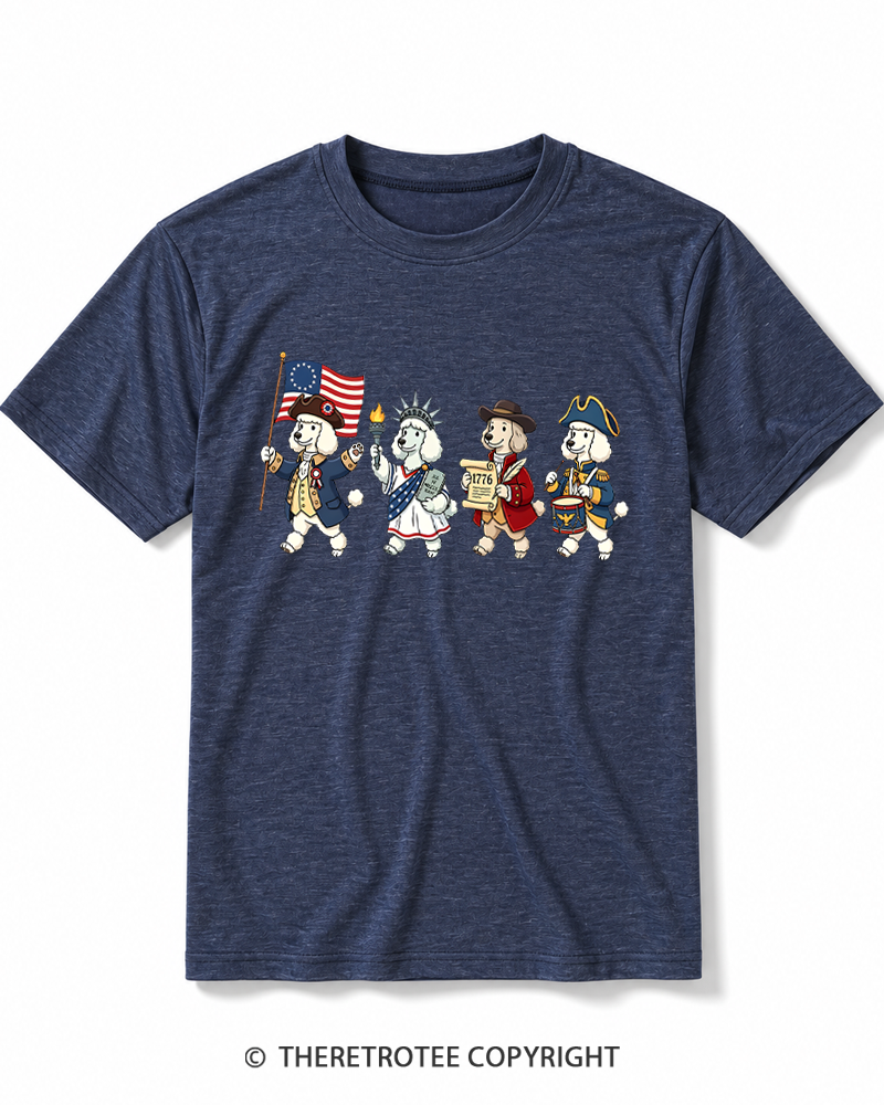 TheRetroTee 4th of July American History Dogs Heather T-Shirt