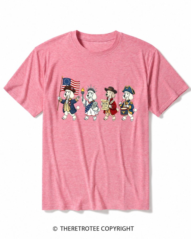 TheRetroTee 4th of July American History Dogs Heather T-Shirt