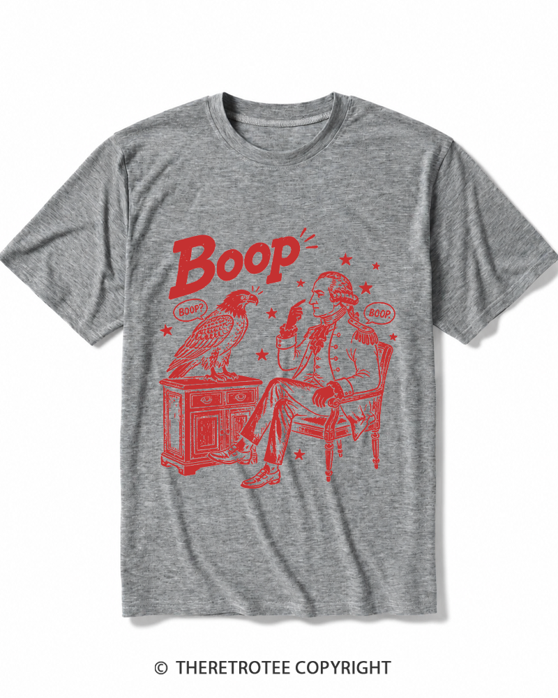 TheRetroTee Boop George Washington And Eagle Heather T-Shirt