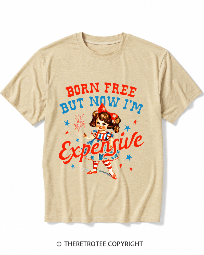 TheRetroTee Born Free But Now I'm Expensive 1950s Heather T-Shirt