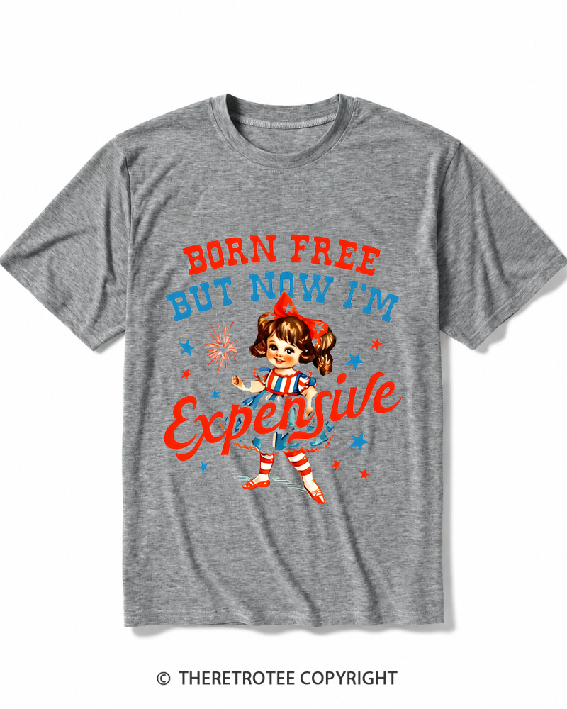 TheRetroTee Born Free But Now I'm Expensive 1950s Heather T-Shirt