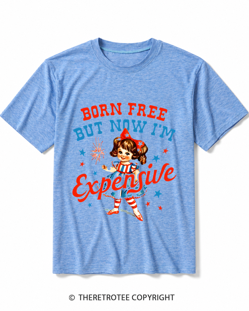 TheRetroTee Born Free But Now I'm Expensive 1950s Heather T-Shirt