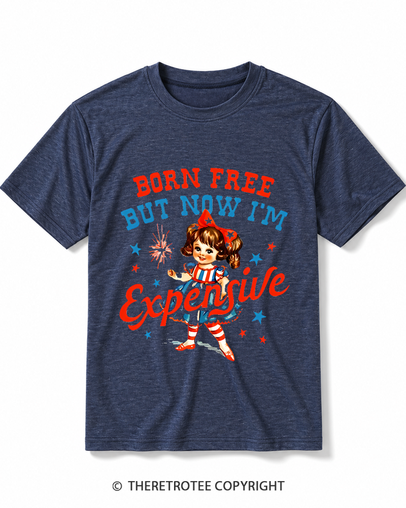 TheRetroTee Born Free But Now I'm Expensive 1950s Heather T-Shirt