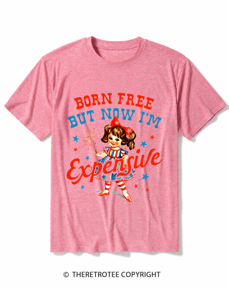 TheRetroTee Born Free But Now I'm Expensive 1950s Heather T-Shirt
