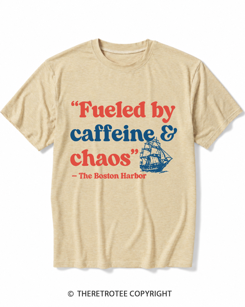 TheRetroTee Fueled By Caffeine and Chaos 1773 Heather T-Shirt