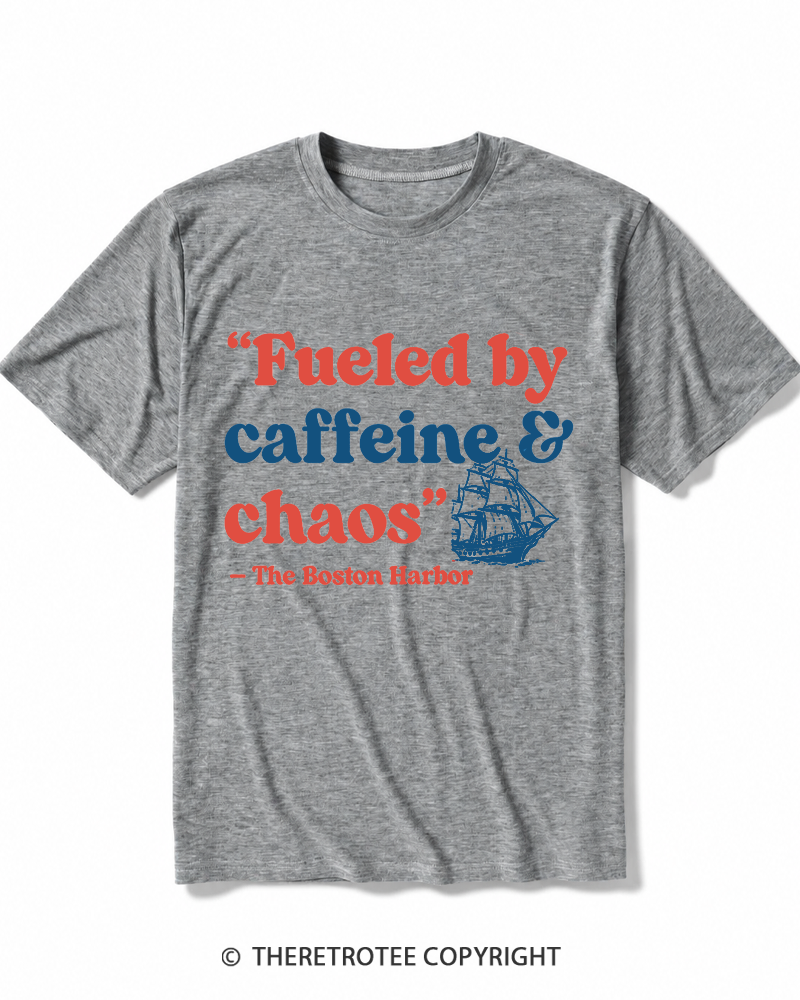 TheRetroTee Fueled By Caffeine and Chaos 1773 Heather T-Shirt