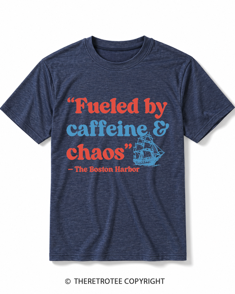 TheRetroTee Fueled By Caffeine and Chaos 1773 Heather T-Shirt