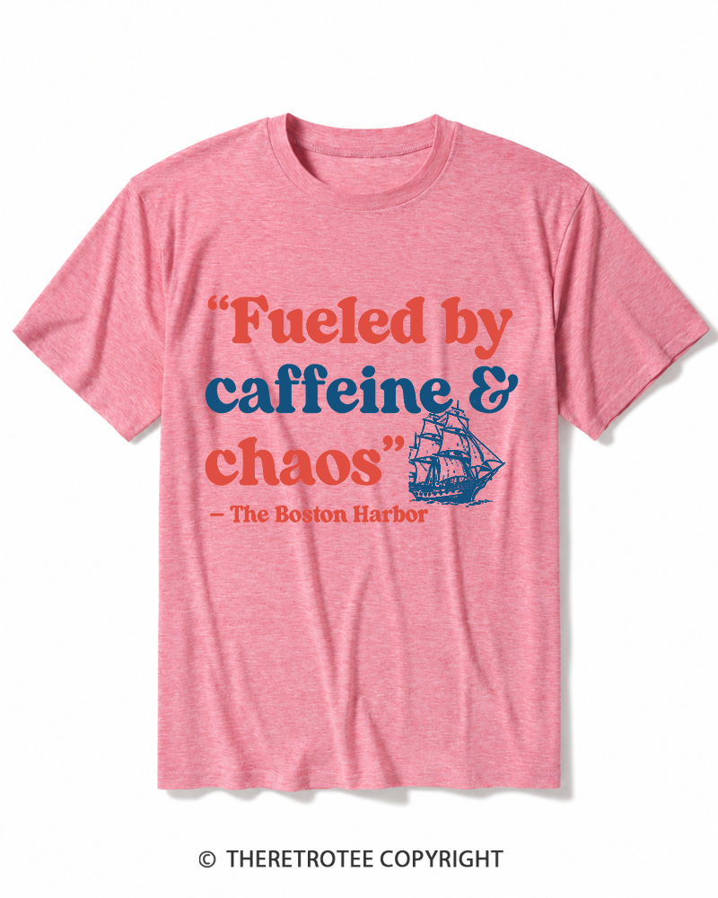 TheRetroTee Fueled By Caffeine and Chaos 1773 Heather T-Shirt