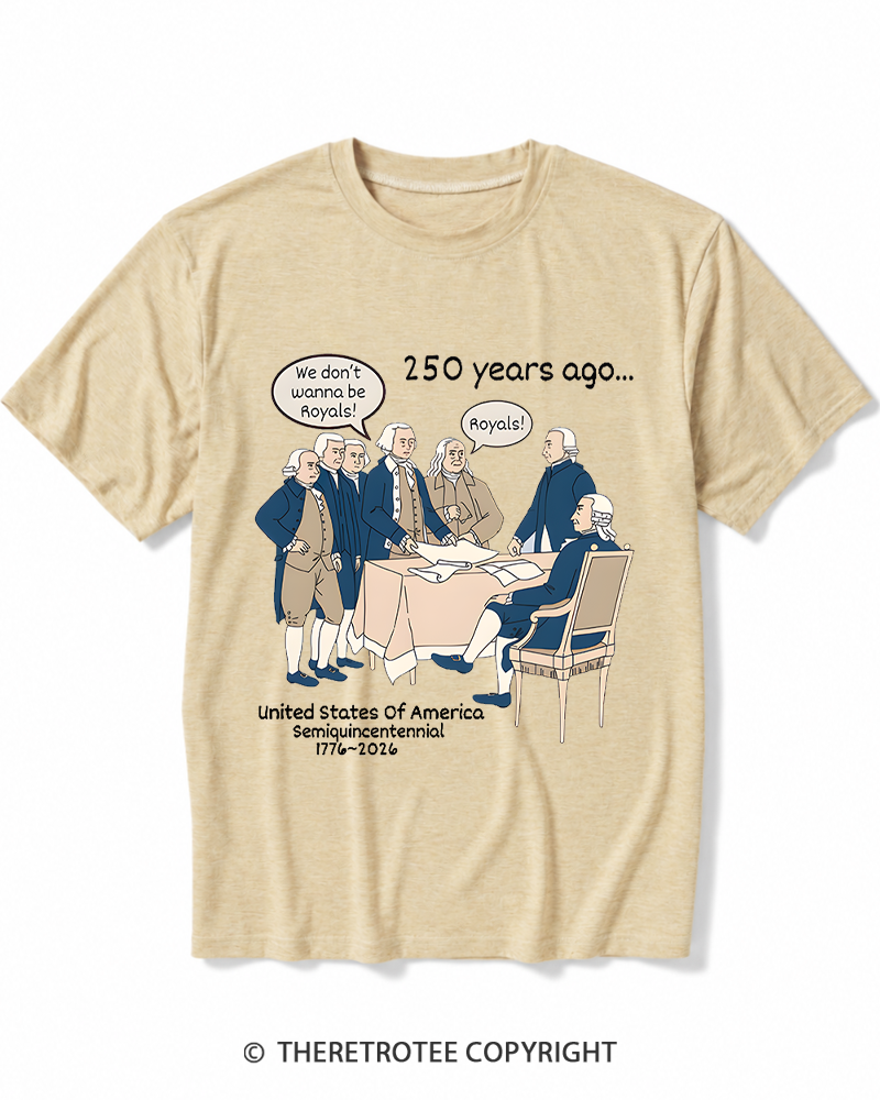 TheRetroTee Funny USA 250 History Heather T-Shirt