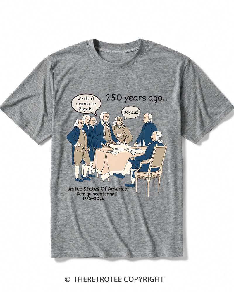 TheRetroTee Funny USA 250 History Heather T-Shirt