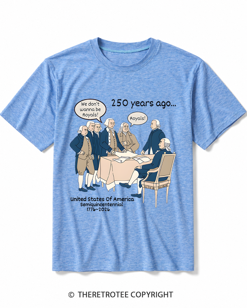 TheRetroTee Funny USA 250 History Heather T-Shirt