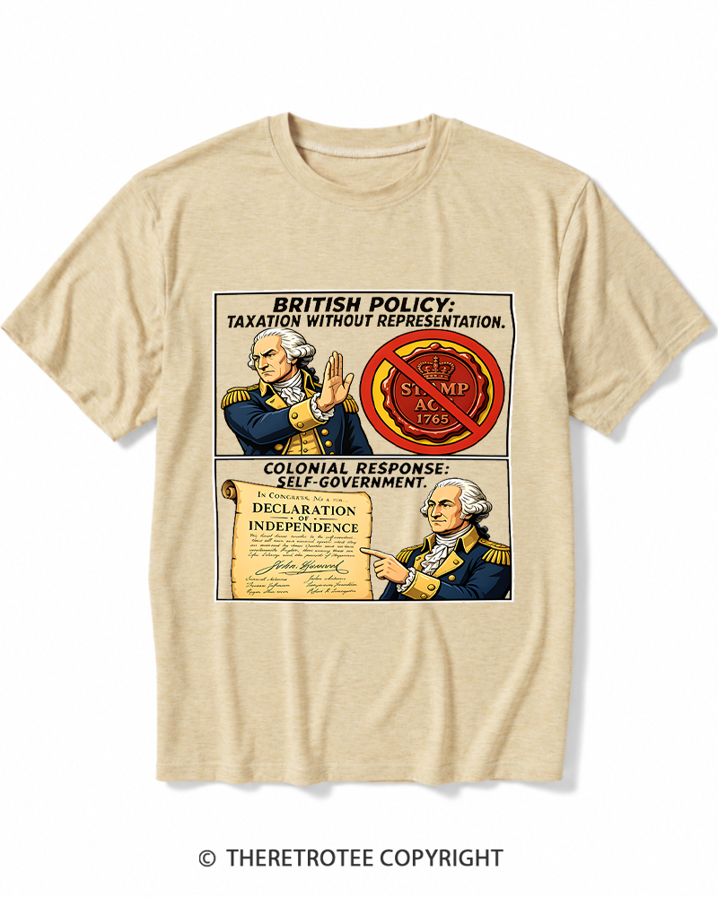 TheRetroTee No Taxation Without Representation 1776 Heather T-Shirt