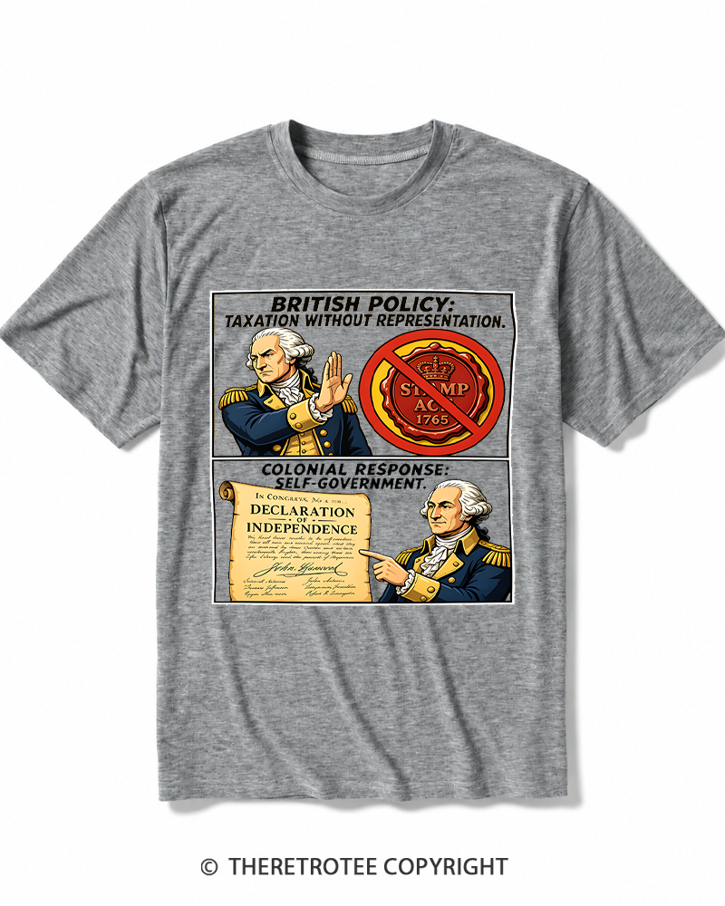 TheRetroTee No Taxation Without Representation 1776 Heather T-Shirt