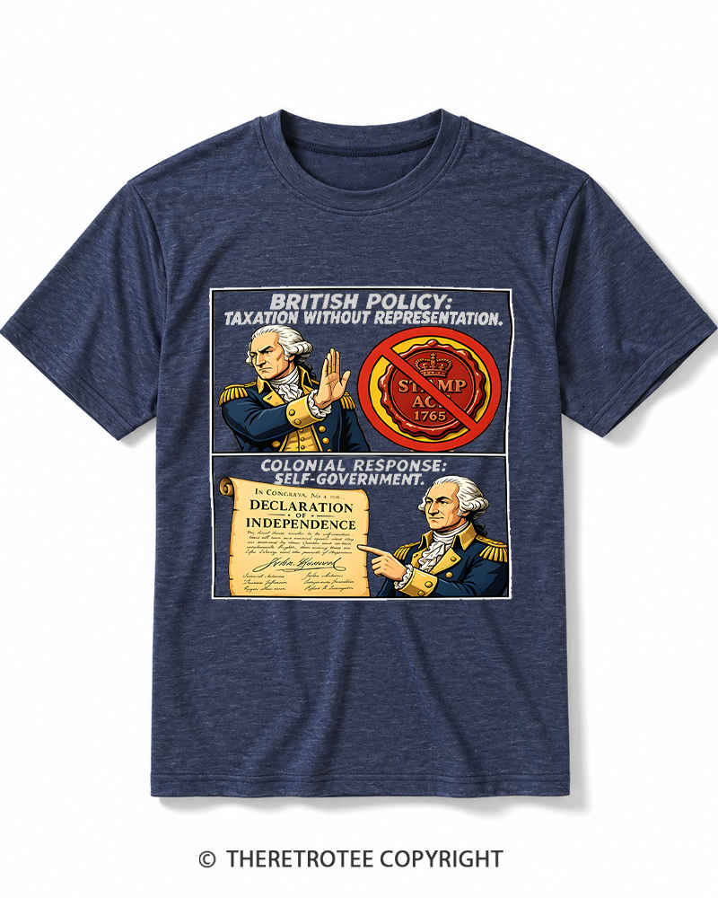 TheRetroTee No Taxation Without Representation 1776 Heather T-Shirt