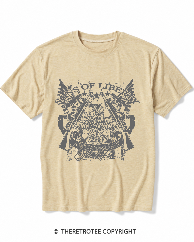TheRetroTee Sons of Liberty 2nd Amendment Live Free 1776 Heather T-Shirt