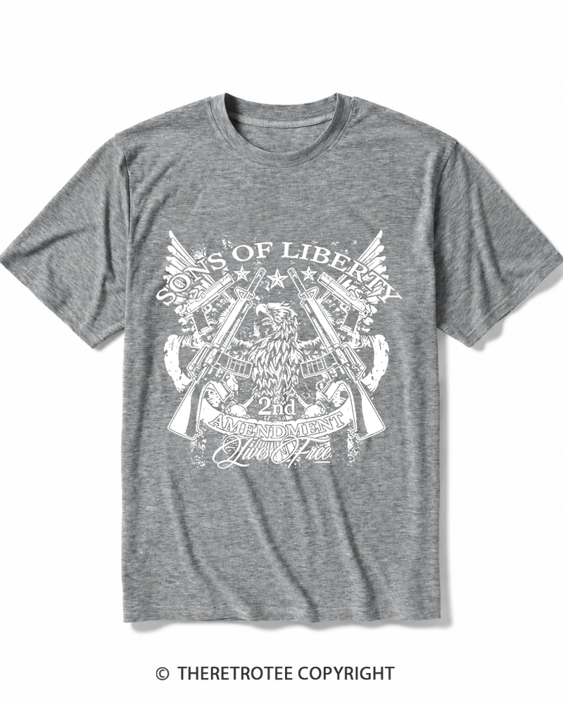 TheRetroTee Sons of Liberty 2nd Amendment Live Free 1776 Heather T-Shirt