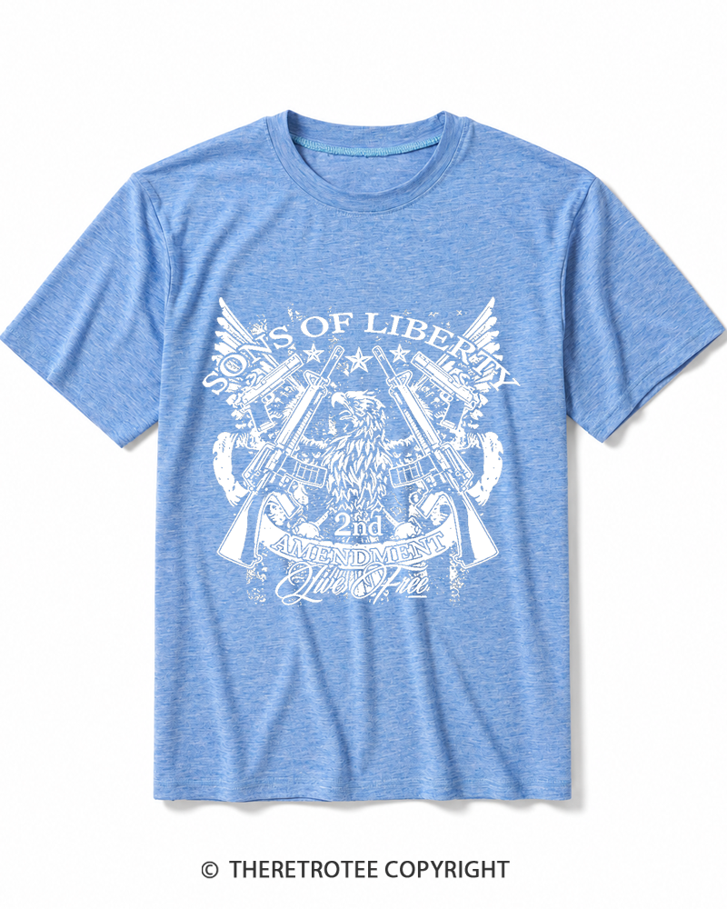 TheRetroTee Sons of Liberty 2nd Amendment Live Free 1776 Heather T-Shirt